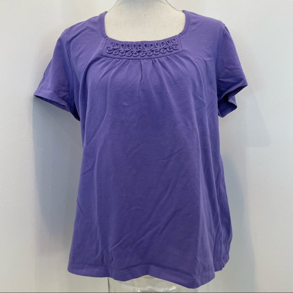 Croft & Barrow Neck Detail Short Sleeve Top